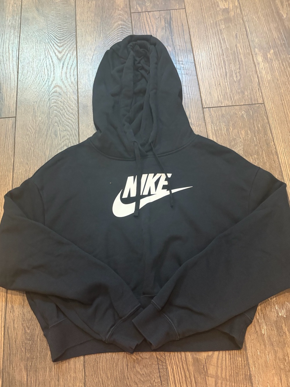 Nike Black Hoodie with White Swoosh Logo - Women’s Pullover